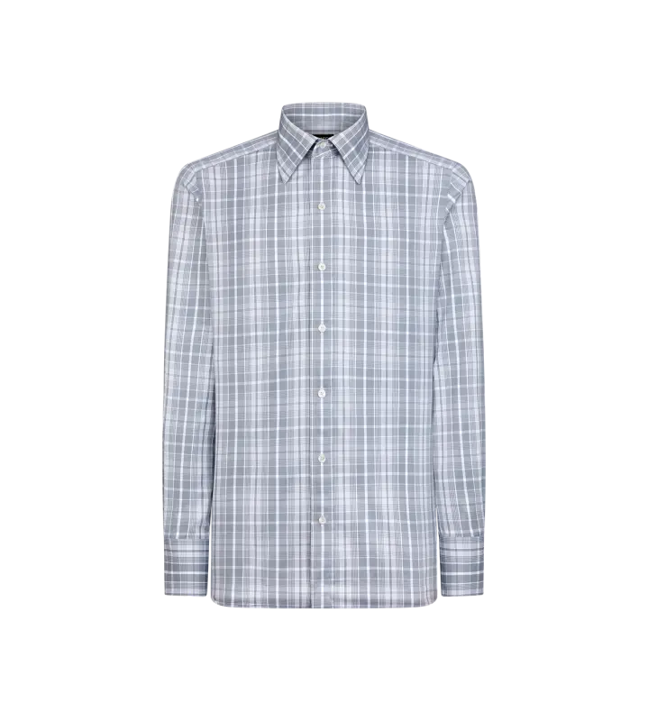 TWILL CHECK SLIM FIT SHIRT GREY online